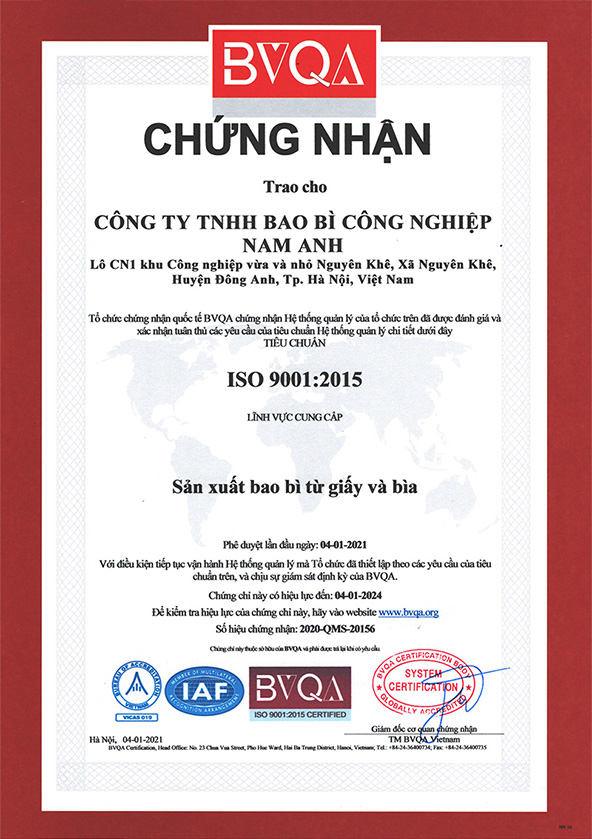 Công Ty TNHH Bao Bì Công Nghiệp Nam Anh